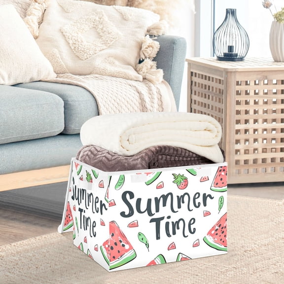 Watermelon Summer Time Storage Basket Foldable Laundry Basket Shelf Kids Toy Storage Container Organizer with Handles