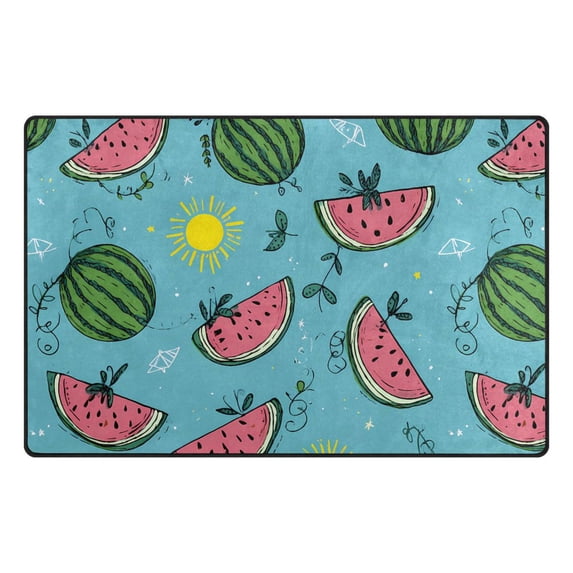 Watermelon Sun Pattern Memory Foam Area Rug 60"x39" Non Slip, Absorbent, Fade Proof for Living Room, Bedroom, Office