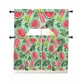 thumbnail image 1 of Watermelon Swag Kitchen Curtains Sets for Windows 24 Inch Length, Green Palm Leaves Popsicle Summer Fruit Short Window Curtain Panels Swags Valances and Tiers 3 Piece Set for Cafe/Dining Room, 1 of 5