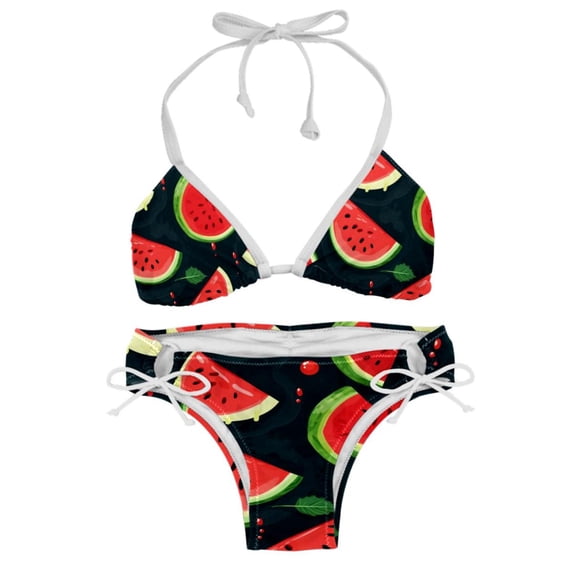 Watermelon Swimsuit Bikini Set with Detachable Sponge and Adjustable Strap, Two-Pack for Swimming Pool and Beach Parties