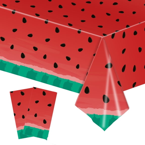 Watermelon Tablecloth 2 Pack Party Melon Plastic for Birthday 54  108 Inch