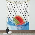 thumbnail image 1 of Watermelon Tapestry, Healthy Quartered Fruit with Seeds Background Vegan Lifestyle Theme Illustration, Wall Hanging for Bedroom Living Room Dorm Decor, 60W X 80L Inches, Multicolor, by Ambesonne, 1 of 5