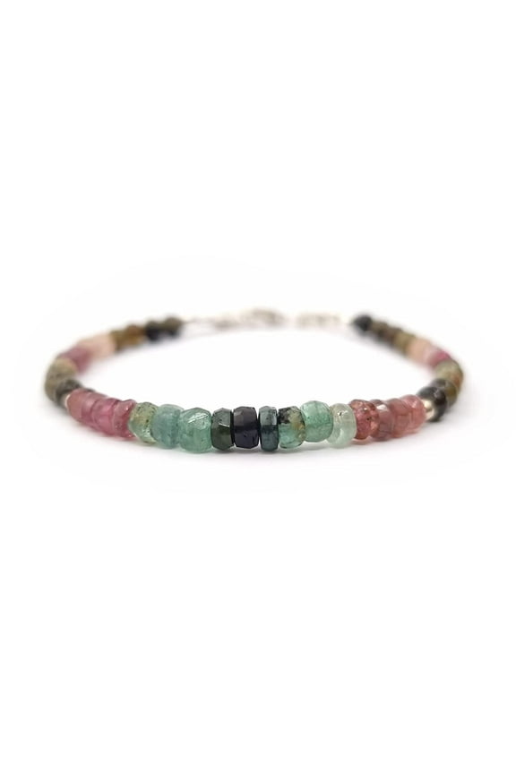 Watermelon Tourmaline Bracelet for women Sterling Silver October Birthstone Gemstone Jewelry