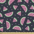 thumbnail image 1 of Watermelon Upholstery Fabric by the Yard, Continuous Summer Fruit as Half Round and Triangular Slices, Decorative Fabric for DIY and Home Accents, 10 Yards, Dark Blue Grey Multicolor by Ambesonne, 1 of 4