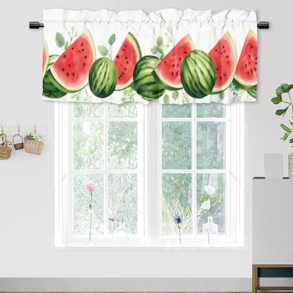Watermelon Valance Curtain for Kitchen Summer Cute Cartoon Watercolor Fruit Window Valance for Living Room Bedroom, Kitchen Valance Rod Pocket Window Decor Curtain 54 by 18 in, 1 Panel