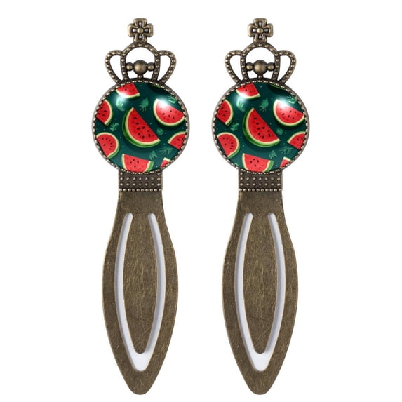 Watermelon Vintage Copper Crown-Shaped Bookmarks: Stainless Steel Book Accessories Set - Ideal Gift for Book Lovers