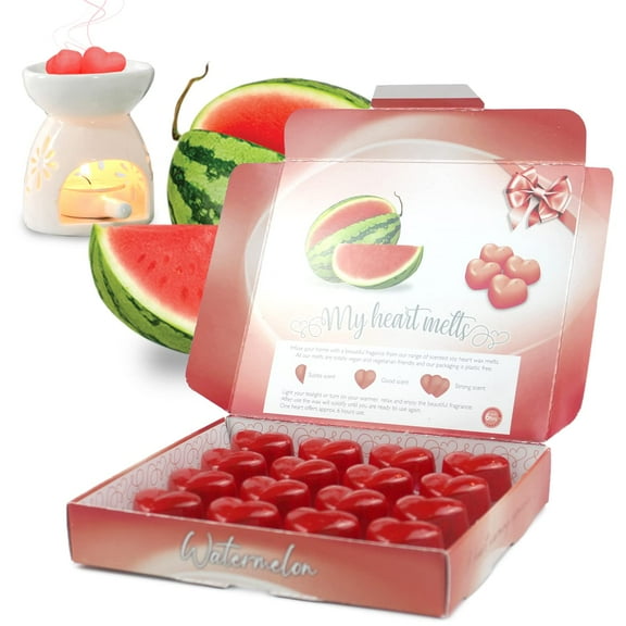 Watermelon Wax Melts Heart Shaped in Gift Box, Spotless Leopard,16x.21oz