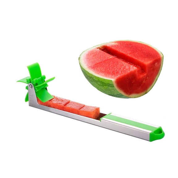 Watermelon Windmill Cutter Slicer,Stainless Steel Shape Fruit Tools Quickly Cut Tool Kitchen Gadgets with Melon Scoop.