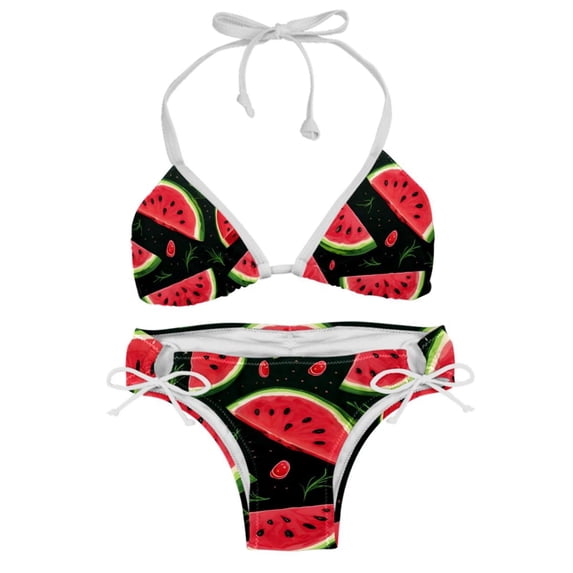 Watermelon Women's Bikini Set with Detachable Sponge, Adjustable Strap | 2-Pack, Beachwear, Poolside, Swimsuit.