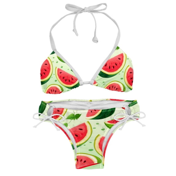 Watermelon Women's Bikini Set with Detachable Sponge and Adjustable Strap, Two-Pack, Ideal for Swimming and Beachwear