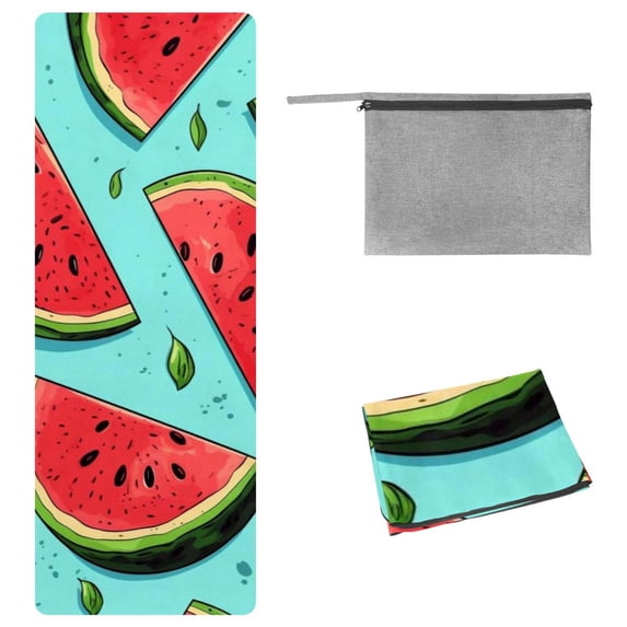 Watermelon Yoga Blanket with Storage Bag, 72.8"x26.8" - Suitable for Yoga, Pilates, Fitness, etc. - Yoga Towel, Hot Yoga Towel, Yoga Mat Towel