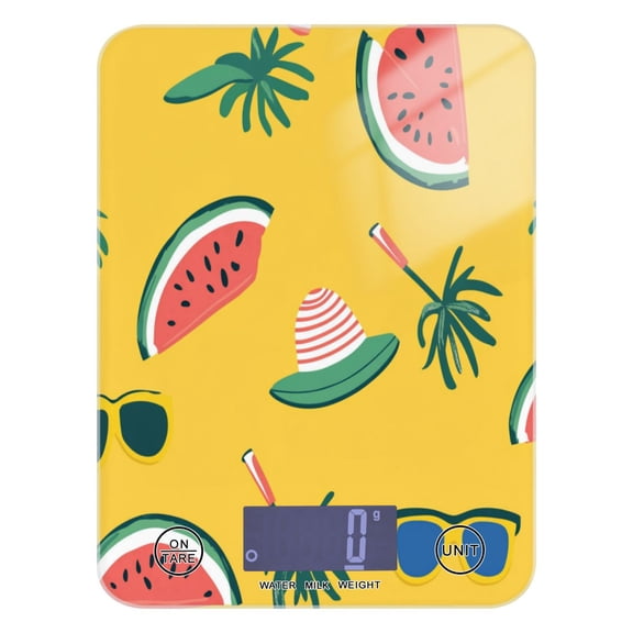 Watermelon and Beach Hat Food Scale Digital Kitchen Scale Waterproof Grams Ounces lbs for For Baking and Cooking