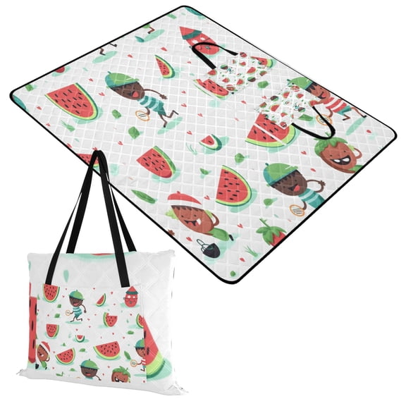 Watermelon and Kids Extra Large Picnic Beach Blanket Waterproof Sand Proof Portable Outdoor Mat 60x80