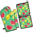 thumbnail image 1 of Watermelon and Lemon Kitchen Oven Mitt and Pot Holder Sets 4 Pcs for Baking, Cooking and Grilling, Heat Resistant Up To 392 °F, 1 of 7