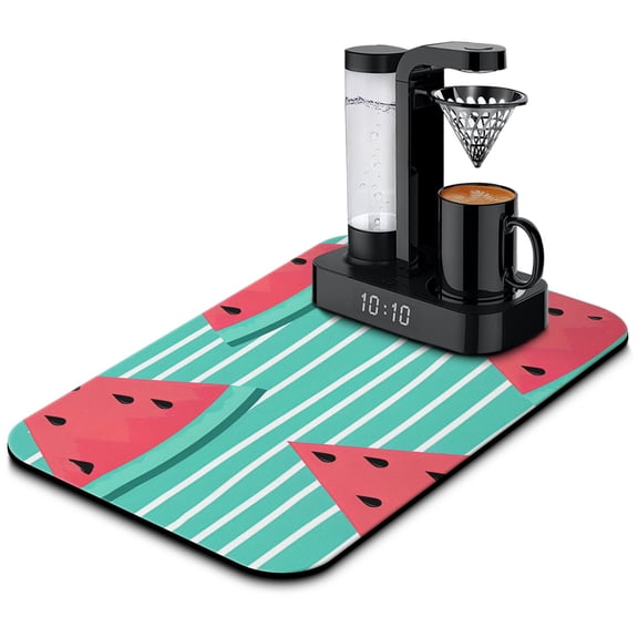 Watermelon and Tropical Fruit Dish Drying Mat, Summer Party Sunshine Cute Kitchen Mat