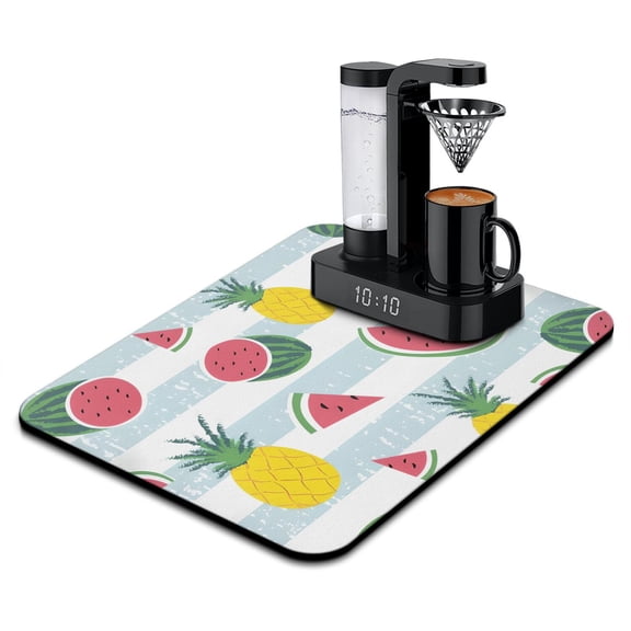 Watermelon and Tropical Fruit Dish Drying Mat, Summer Party Sunshine Cute Kitchen Mat