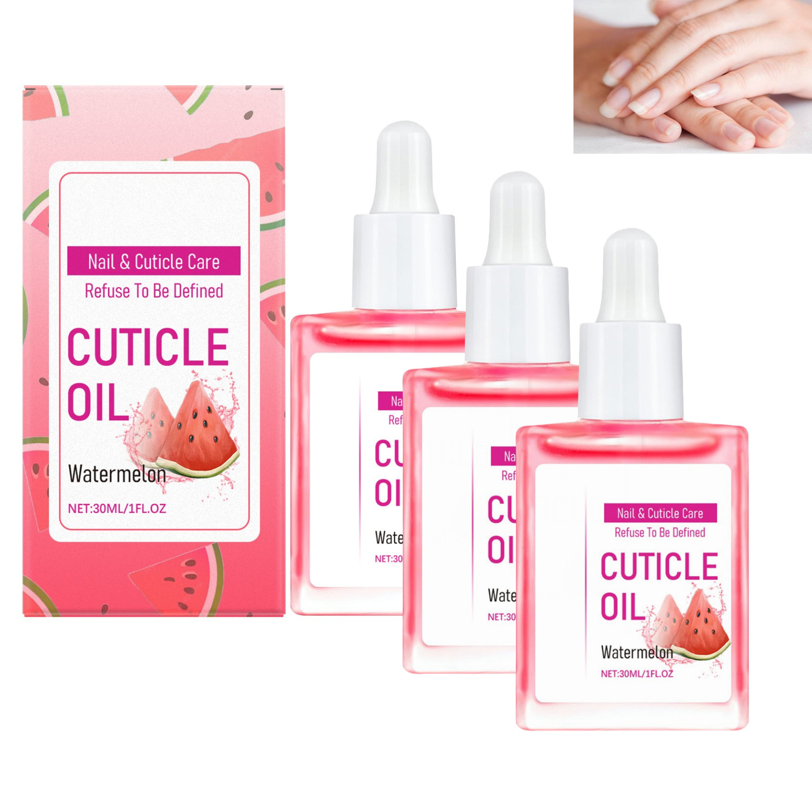 Watermelonnail Polish Contains Vitamin B And E,Cuticle Oil for Nails Watermelon Organic Nail Oil,30ML/3PC