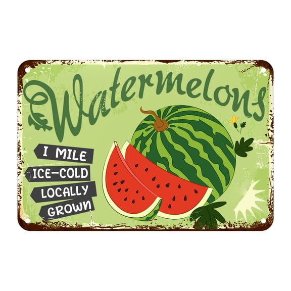 Watermelons Farm Retro Sign Idea Vintage Metal Tin Sign Room Wall Decor for Bars Restaurants Cafes Pubses Size: 8 x 12 inch