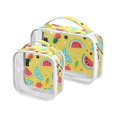 thumbnail image 1 of Watermelons Lemons Cactus Clear Cosmetic Bags with Handles PVC Toiletry Bags Zipper Waterproof Portable for Traveling 2 Pcs, 1 of 7