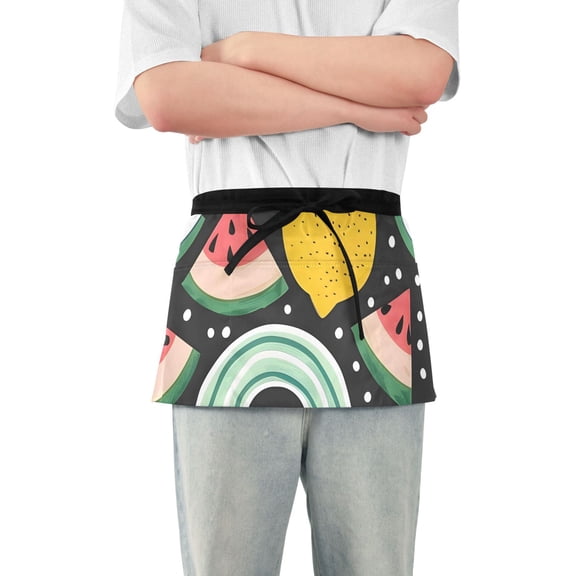 Watermelons Lemons Short Server Apron with 3 Pockets for Unisex Chef Gardening