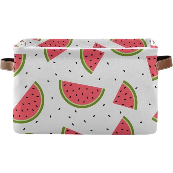 Watermelons Storage Basket, Durable Canvas Organizer With Handles Large Collapsible Storage Bins Boxes for Home Office - 1 Pack Home Decor