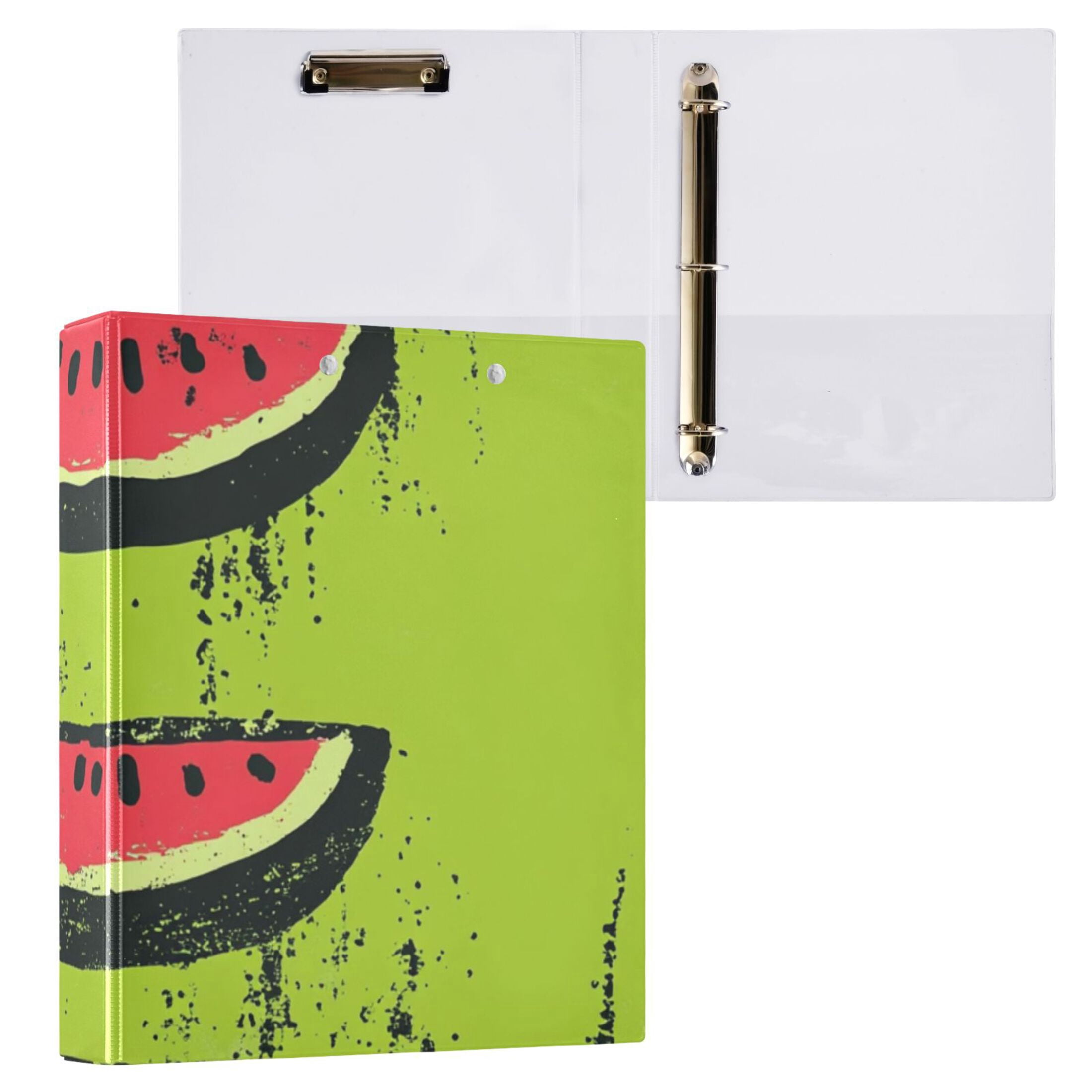 Watermelons in Green 3 Ring Binders 1.5 inch Hardcover File Folders with Interior Pockets A4 Size Organizer for School Office Hospital Set of 2