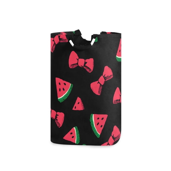 Watermelons with Red Bows Laundry Basket with Handles Foldable Laundry Hamper Freestanding Washing Bin 50L