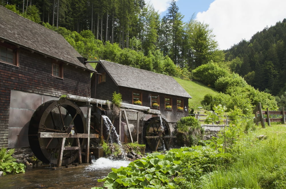 Watermill Hexenlochmuhle near St Maergen Black Forest Germany Canvas Art - Carl Bruemmer Design Pics (38 x 24)