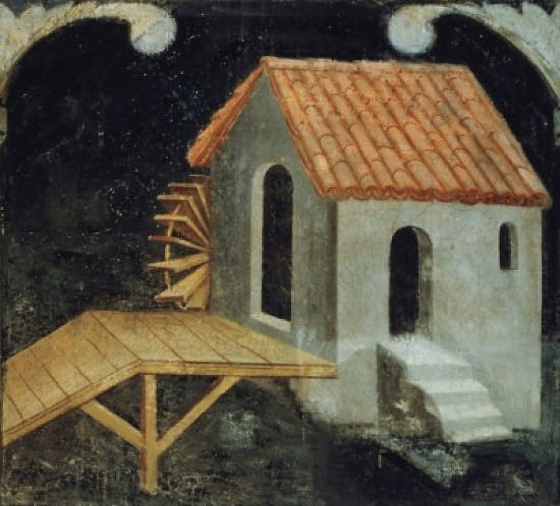 Watermill - The Working World Artist Unknown Fresco Palazzo della Ragione Padua Italy Canvas Art - (18 x 24)