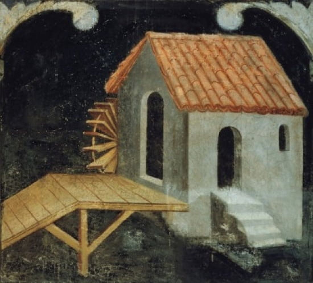 Watermill - The Working World Artist Unknown Fresco Palazzo della Ragione Padua Italy Canvas Art -  (24 x 36)