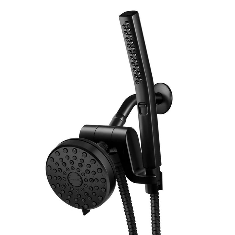 12-Spray High Pressure 1.8 GPM 5 in. Wall Mount Dual Shower Head and Handheld Shower Head in Matte Black 12-Spray High Pressure 1.8 GPM 5 in. Wall Mount Dual Shower Head and Handheld Shower Head in Matte Black