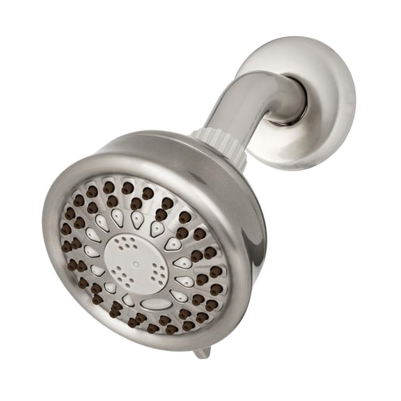 Waterpik 5-Spray 3.8" Wall Mount Low Flow Fixed Shower Head in Brushed Nickel