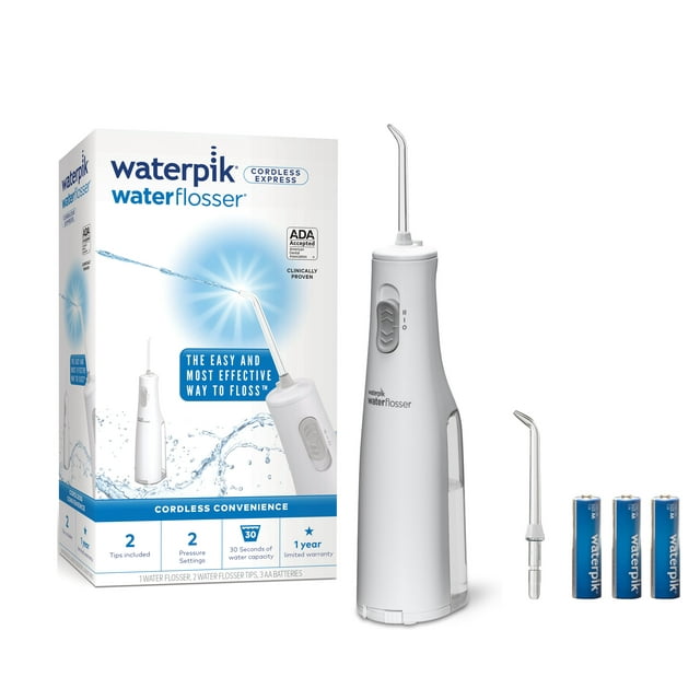 Waterpik Cordless Express Portable Water Flosser Oral Irrigator, WF-02 White