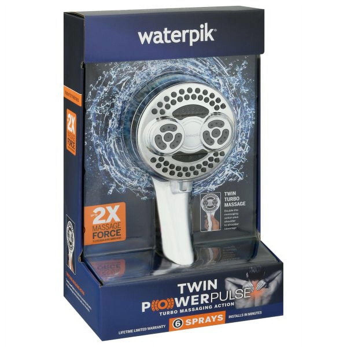 Waterpik NTT653E PowerPulse Twin Turbo Handheld Shower Head, 6