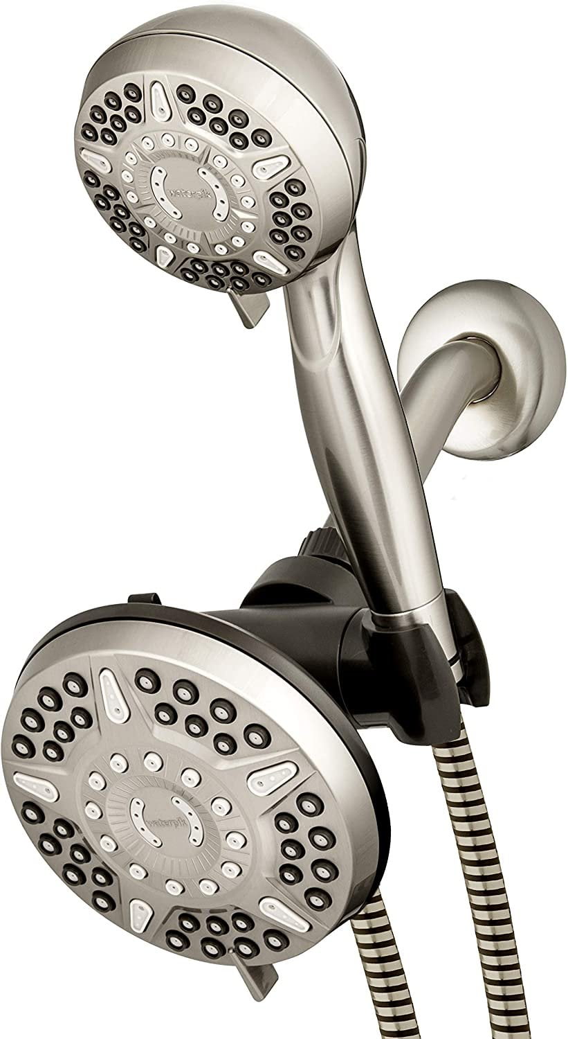 Waterpik PowerPulse 12-Mode Dual Shower System with 5-Foot Hose and Theraputic Massage, Brushed Nickel - 6 Sprays