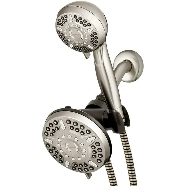 Waterpik PowerPulse 12-Mode Dual Shower System with 5-Foot Hose and Theraputic Massage, Brushed Nickel - 6 Sprays