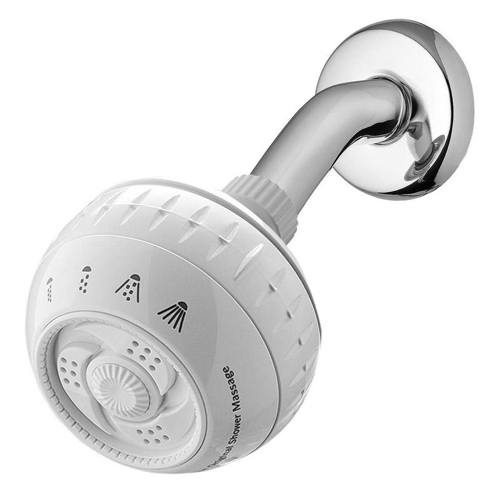 Waterpik SM-421E Massage Shower Head, Round, 2 gpm, 1/2 in Connection, NPT, 4-Spray Function, Plastic, Matte, 4 in L