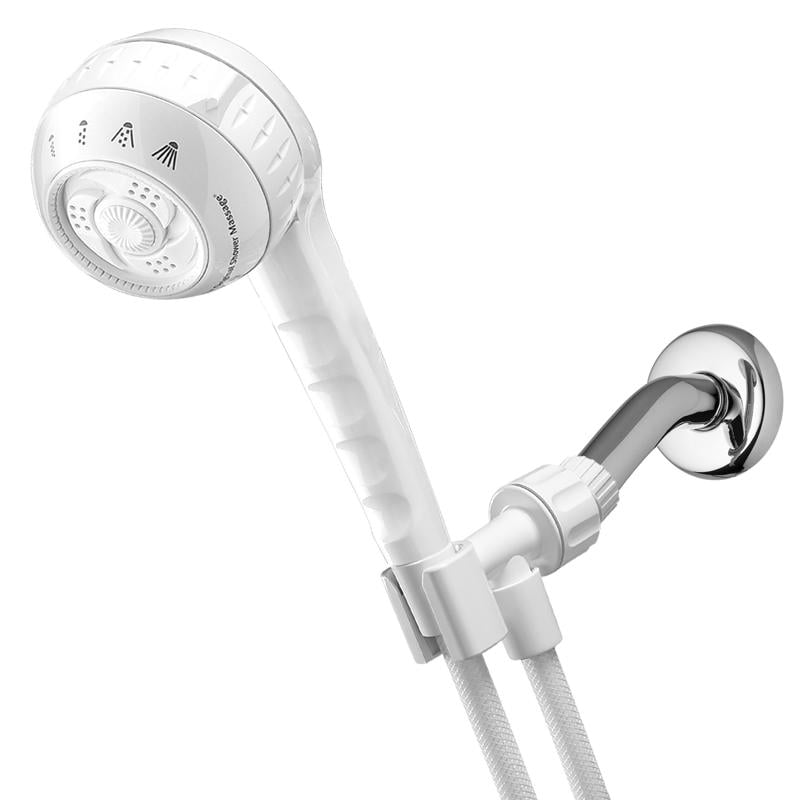 Waterpik PowerSpray White Plastic 4 settings Handheld Showerhead 1.8