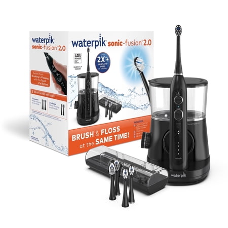 Waterpik Sonic Fusion 2.0 Flossing Electric Rechargeable Toothbrush Set, Black