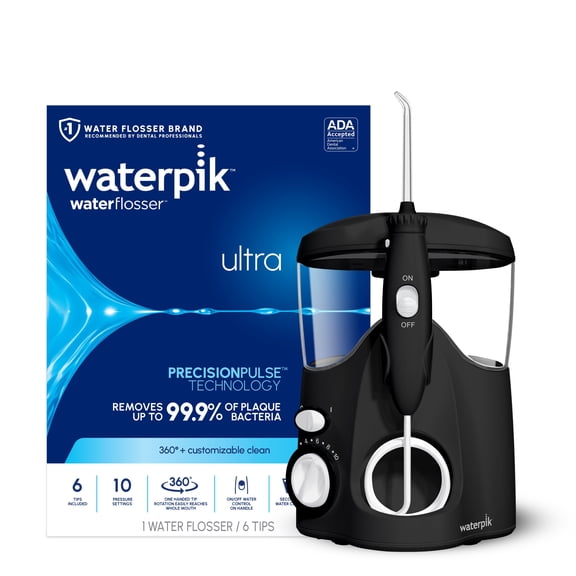 Waterpik Ultra Water Flosser with 10 Settings, 6 Tips, ADA Accepted, Black