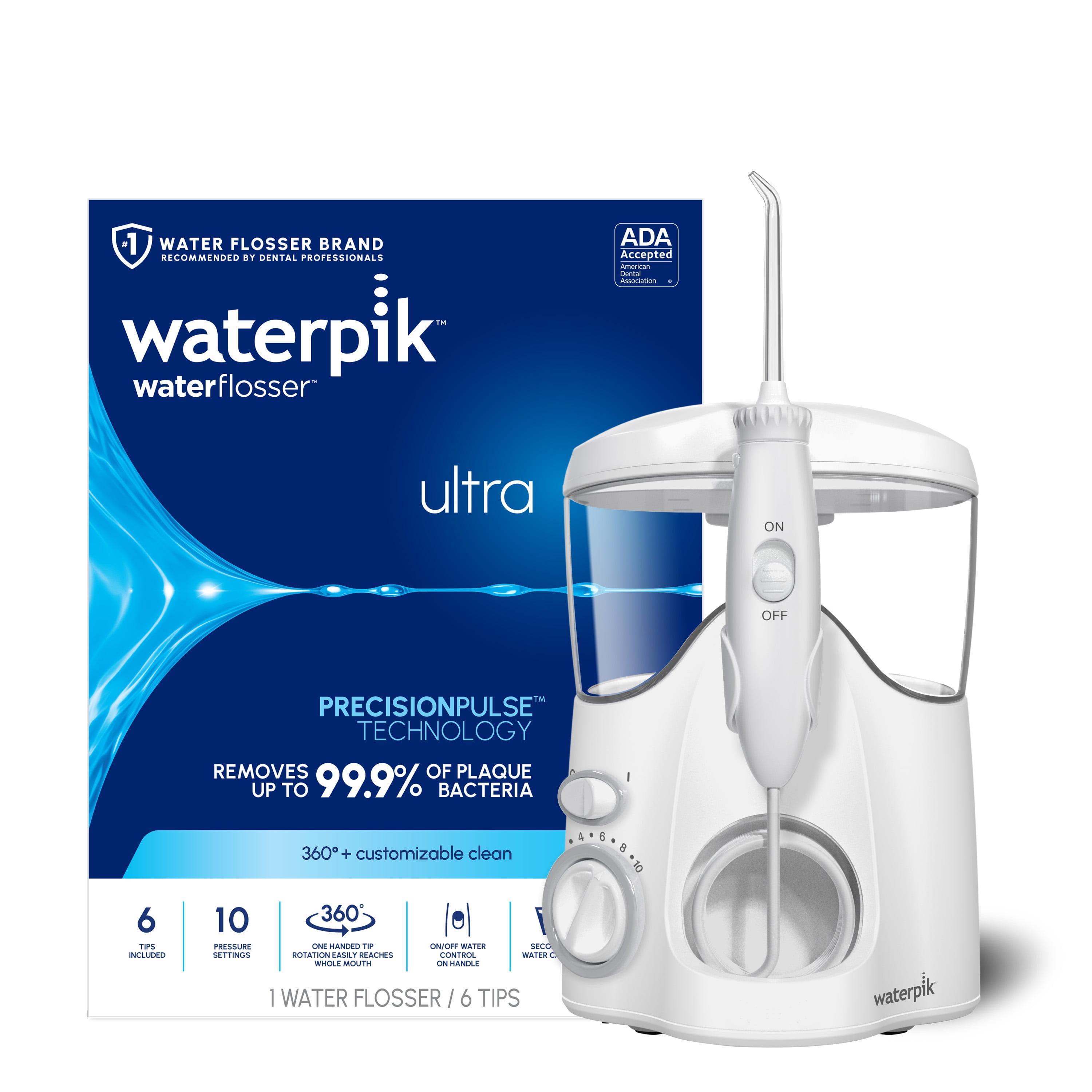 Waterpik Ultra Water Flosser with 10 Settings, Tips, ADA