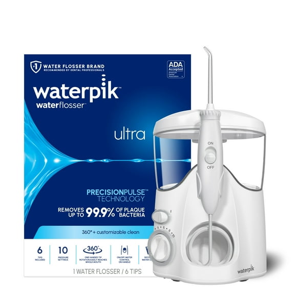 Waterpik Ultra Water Flosser with 10 Settings, 6 Tips, ADA Accepted, White