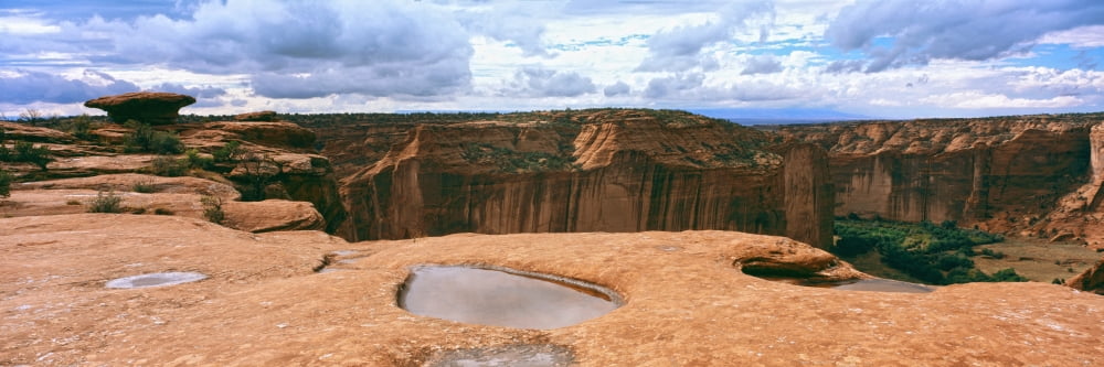Waterpocket pools Canyon De Chelly National Monument Arizona USA Canvas Art - Panoramic Images (27 x 9)