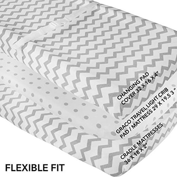 Waterproof 100% Jersey Cotton Waterproof Changing Pad Cover, Grey Chevron & Polka Dots, 2 Count