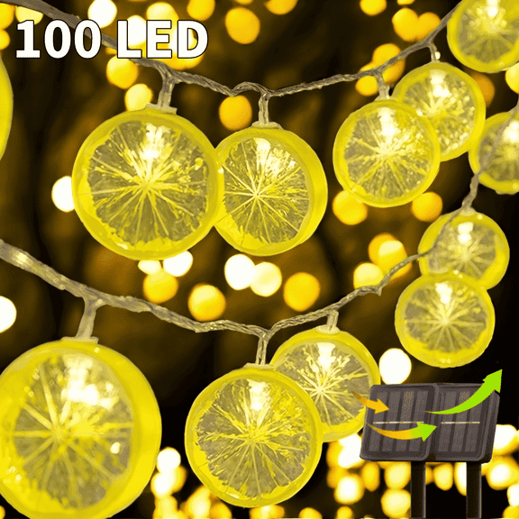 39 ft 100 LED Fairy Lights,Warm Light Lemon Fairy Lights Solar,8 Modes String Lights for Indoor And Outdoor Decoration