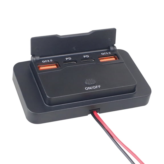 Waterproof 12V/24V USB Outlet with Power Switches Double Fast Charging Ports Motorcycle USB Adapter for Car Marine Vehicles