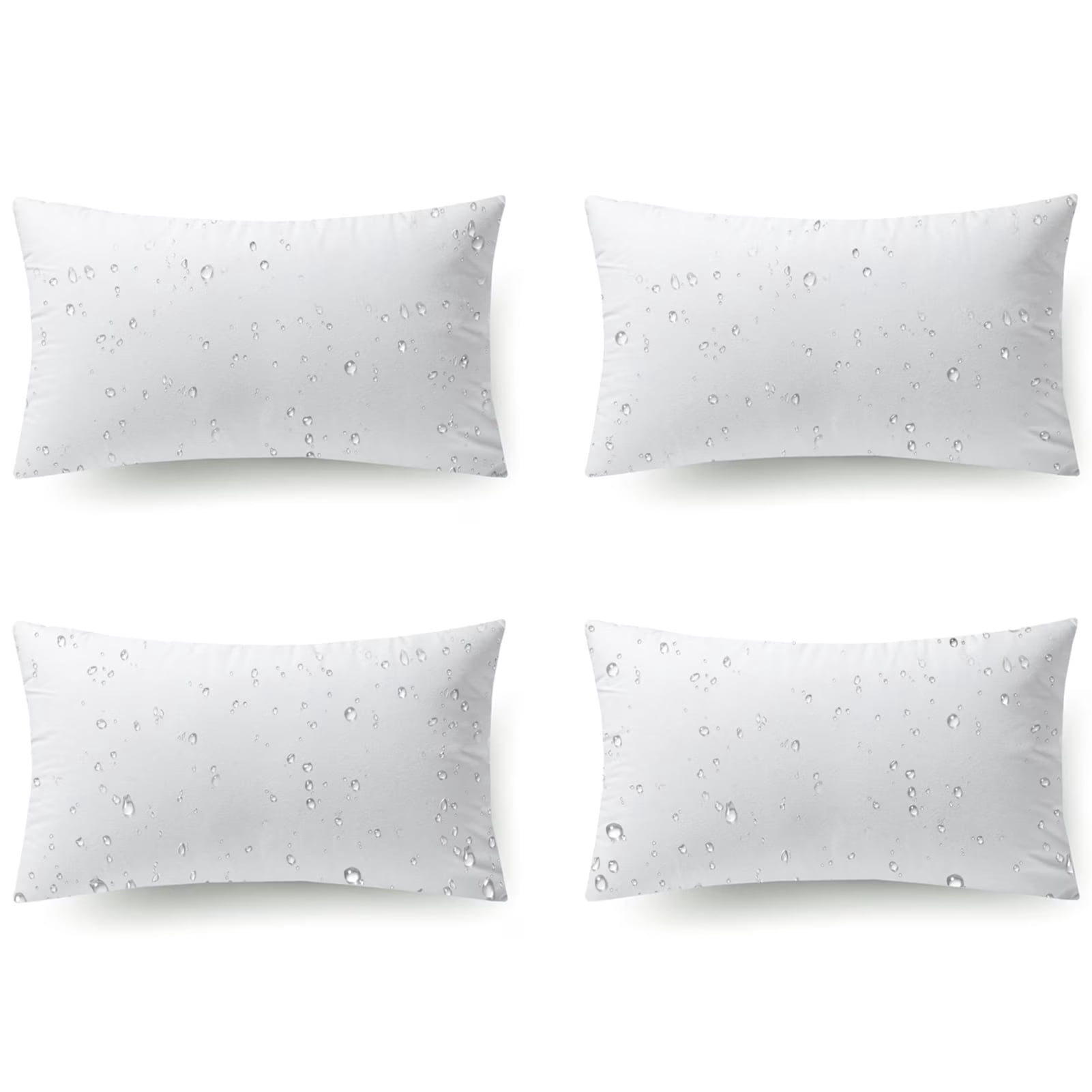 Waterproof 12x20 Outdoor Pillow Inserts 4 Pack, Rectangular All-Weather Bulk Set
