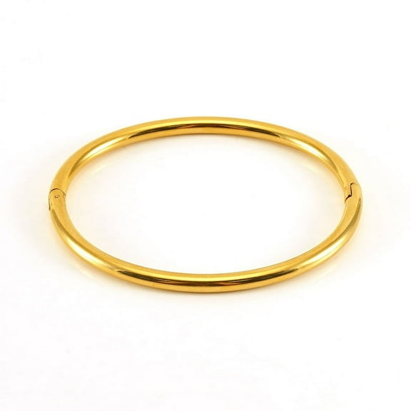 Waterproof 14K Yellow Gold Cuff Bracelet Bangles for Women Smooth Openable Bracelets Jewelry