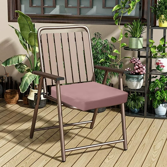 Waterproof 15.7x15.7 Inch Outdoor Cushion, Beige Artificial Leather, Non-Slip Sponge Filled, Detachable Cover, for Chair, Floor, Window, Car, Office - Single Pack