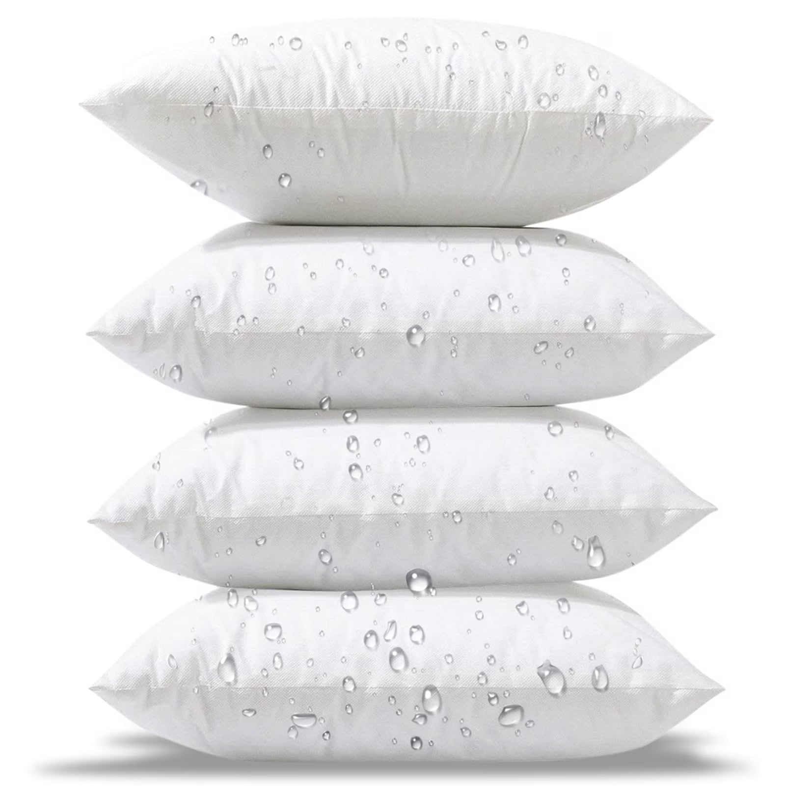 Waterproof 16x16 Outdoor Pillow Inserts 4 Pack, Square Patio Poolside Bulk Set